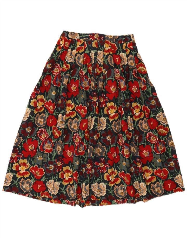 Fusta evazată pentru femei Jaeger UK 14 Medium W28 Lână florală multicoloră
