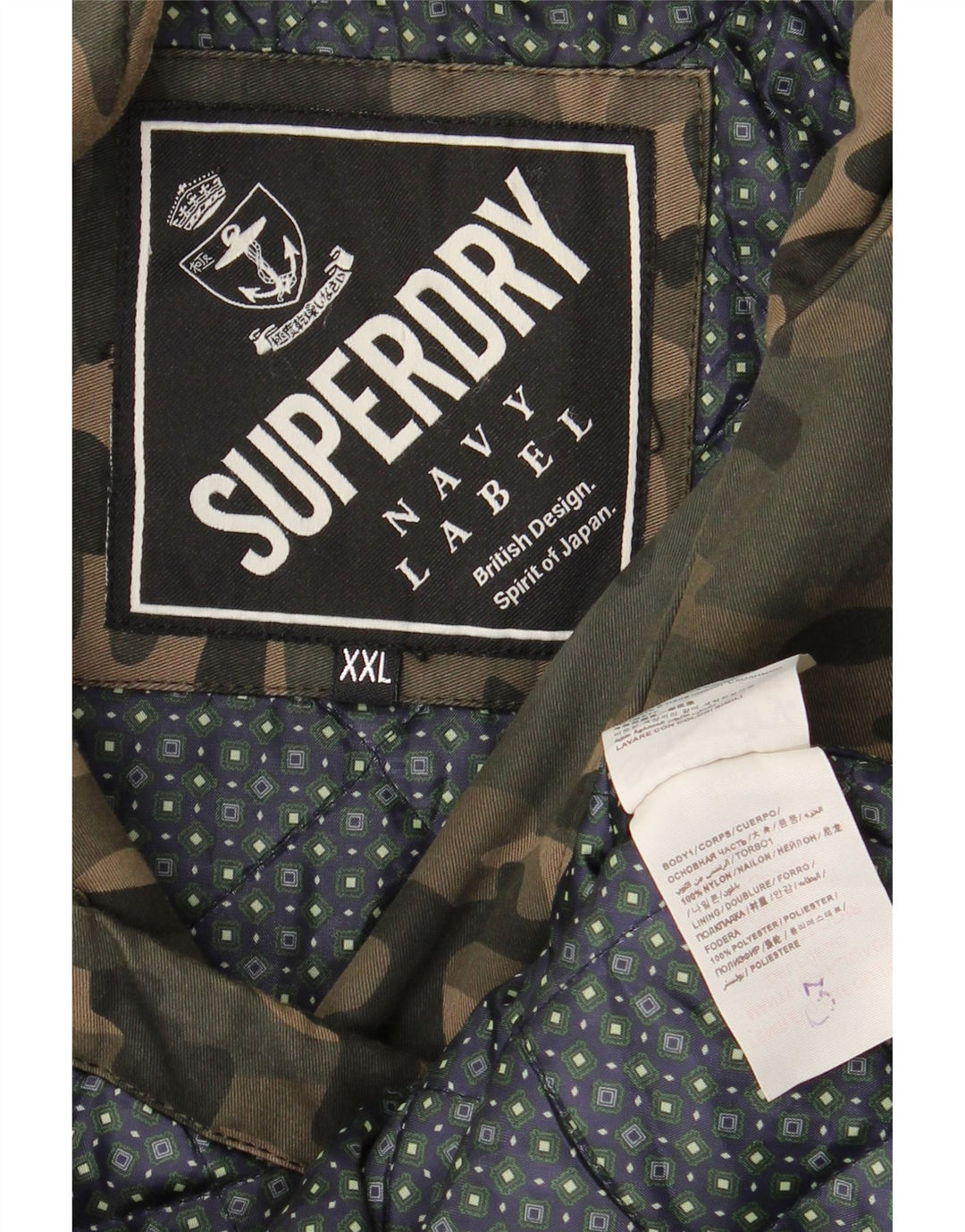 Jachetă pentru bărbați SUPERDRY UK 44 2XL Kaki Camuflage Nylon