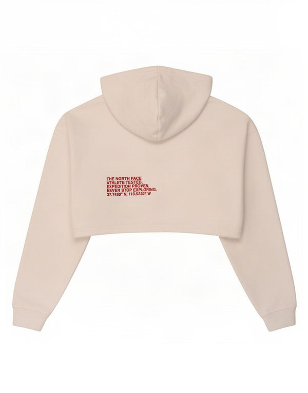 Jumper The North Face pentru femei Crop Graphic Hoodie UK 14 Medium White Bumbac