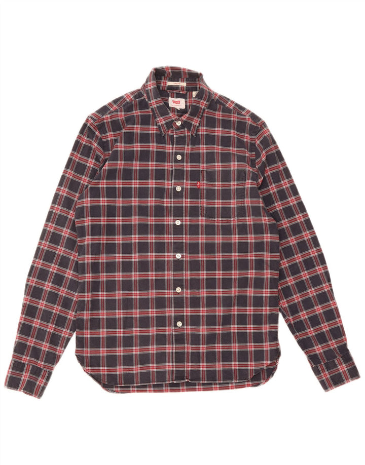 Cămașă pentru bărbați Levi's, mică, din bumbac cu carouri bleumarin