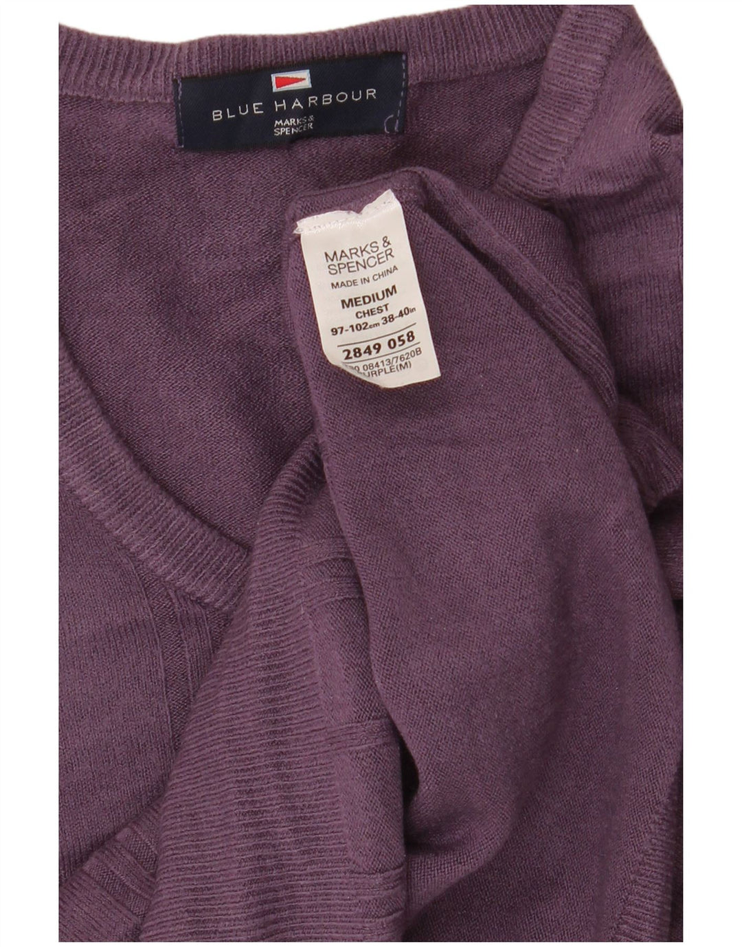 MARKS & SPENCER Pulover cu decolteu în V Blue Harbour pentru bărbați, violet mediu