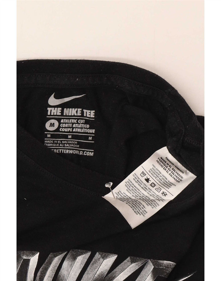 Tricou grafic Nike pentru bărbați, cu croială atletică, top mediu din bumbac negru
