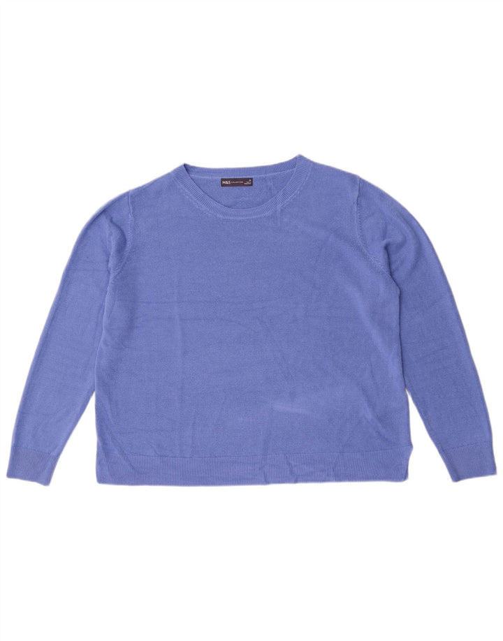 Pulover pentru femei Marks & Spencer cu decolteu triplu UK 20 2XL Albastru