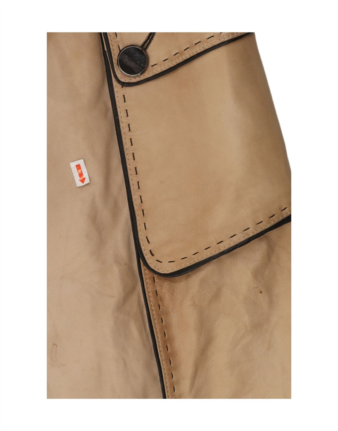 VINTAGE Womens Leather Coat EU 38 Medium Beige Leather Vintage Vintage and Second-Hand Vintage from Messina Hembry 