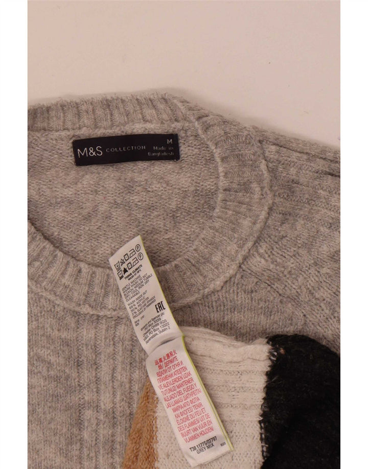 Pulover pentru bărbați Marks & Spencer cu gât roșu, gri mediu, bloc de culoare