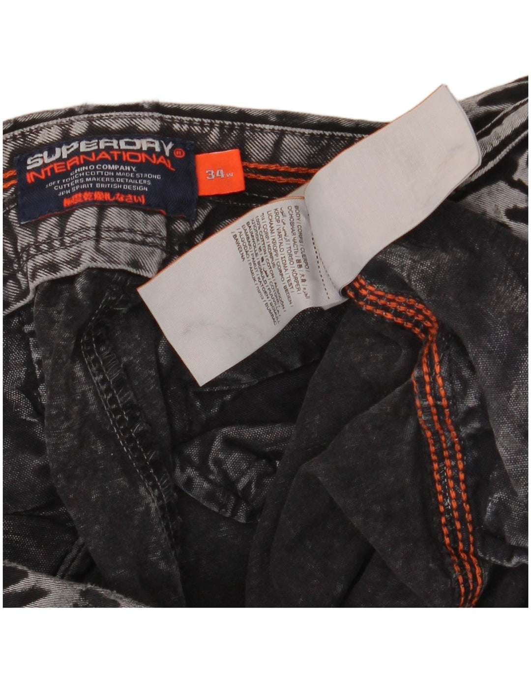Pantaloni scurți din blugi pentru bărbați Superdry W34, bumbac gri mare