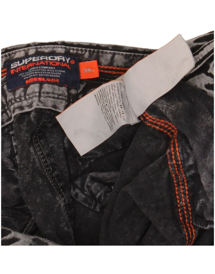 Pantaloni scurți din blugi pentru bărbați Superdry W34, bumbac gri mare