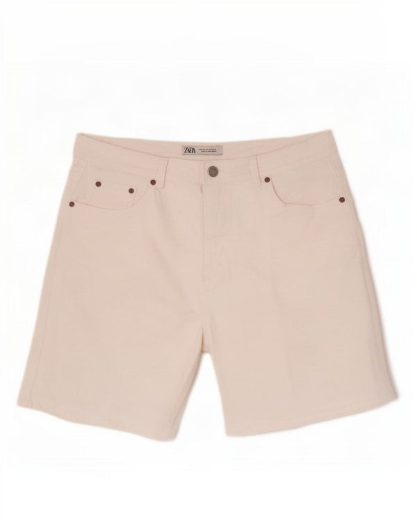 Pantaloni scurți din denim pentru bărbați Zara EU 44 Large W34 Bumbac alb
