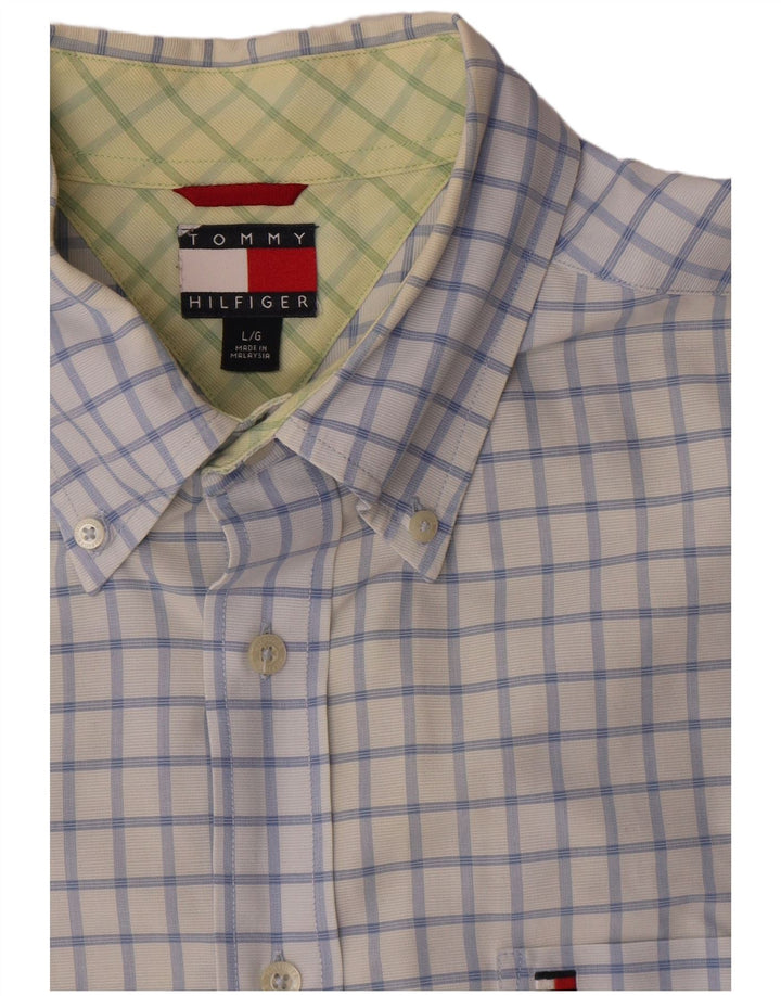 Cămașă cu mânecă scurtă Tommy Hilfiger pentru bărbați, bumbac cu carouri albastre mari