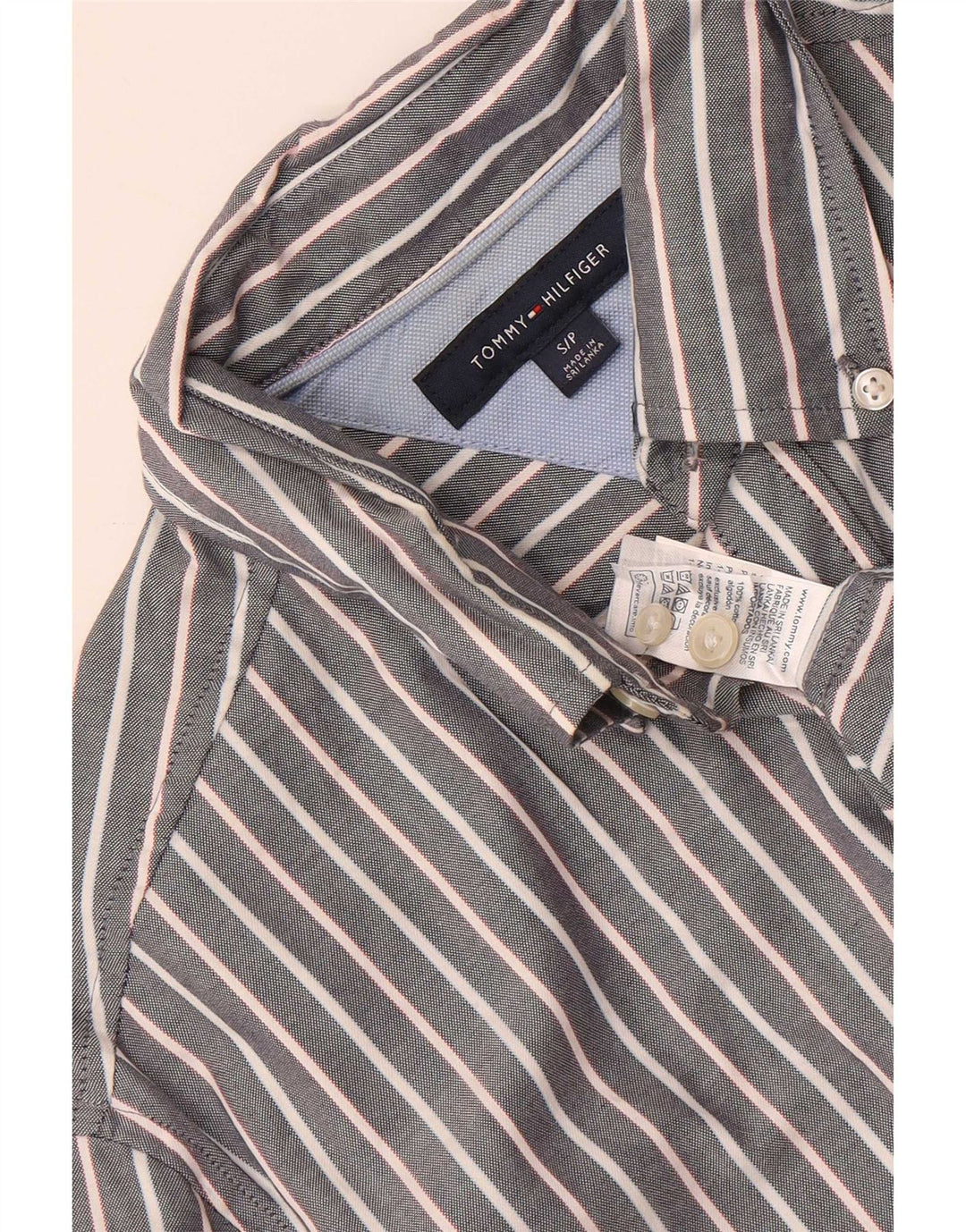 Cămașă pentru bărbați Tommy Hilfiger, bumbac cu dungi mici, gri