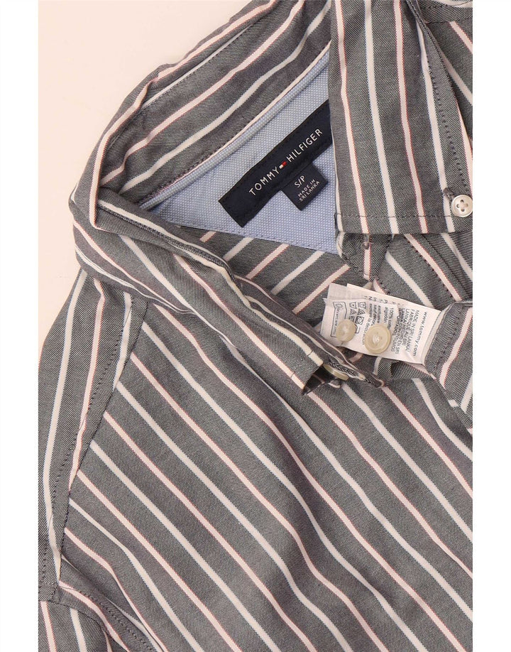 Cămașă pentru bărbați Tommy Hilfiger, bumbac cu dungi mici, gri
