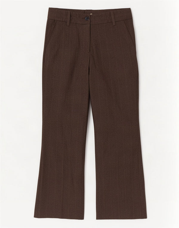 Pantaloni de costum pentru femei Bootcut Zara EU 36 XS L26 L28 Poliester cu dungi maro