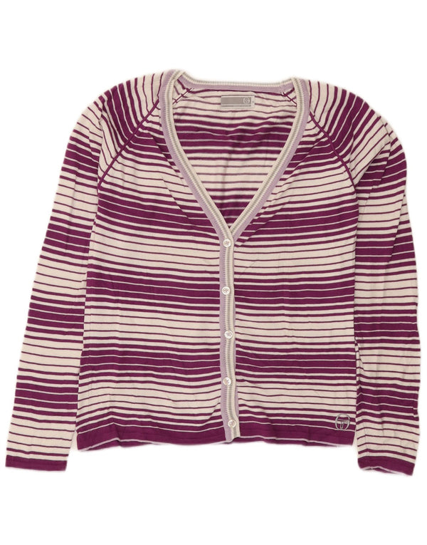 Pulover cardigan pentru femei Sergio Tacchini UK 12 Bumbac cu dungi violet mediu