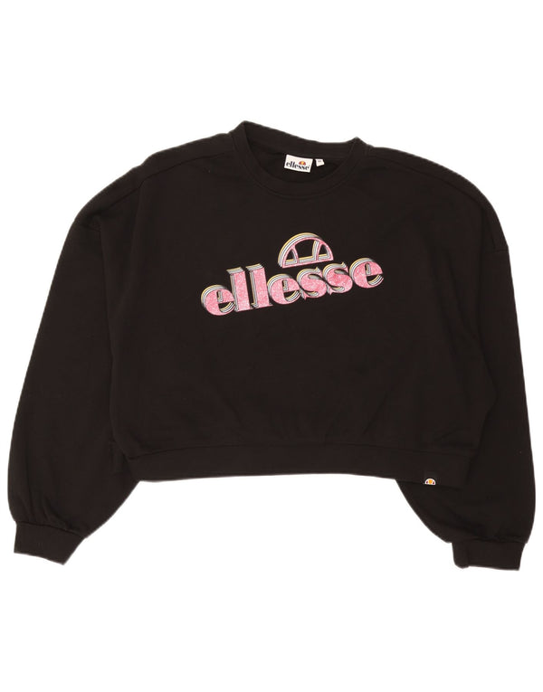 Pulover pentru femeie Ellesse Crop Graphic Oversized Pulover UK 14 Medium Negru