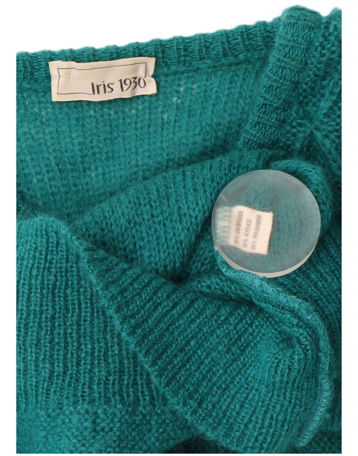 Pulover cardigan VINTAGE pentru femei UK 14 Mohair verde mare