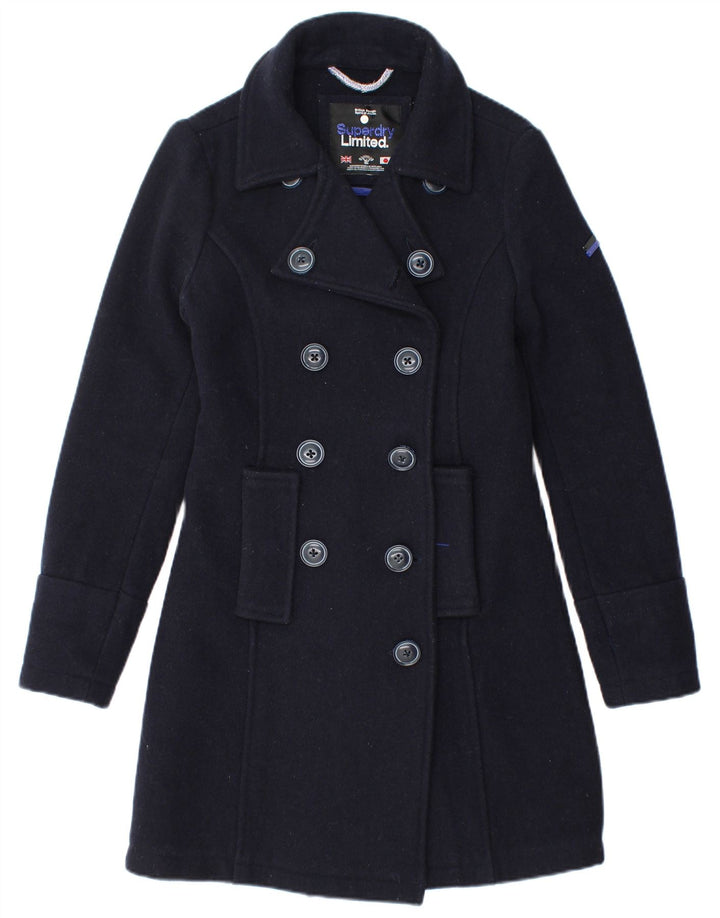 Palton dublu pentru femei Superdry UK 6 XS Lână bleumarin