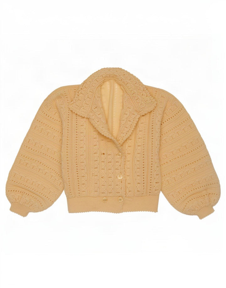 Pulover cardigan vintage pentru femei UK 14 Medium Off White