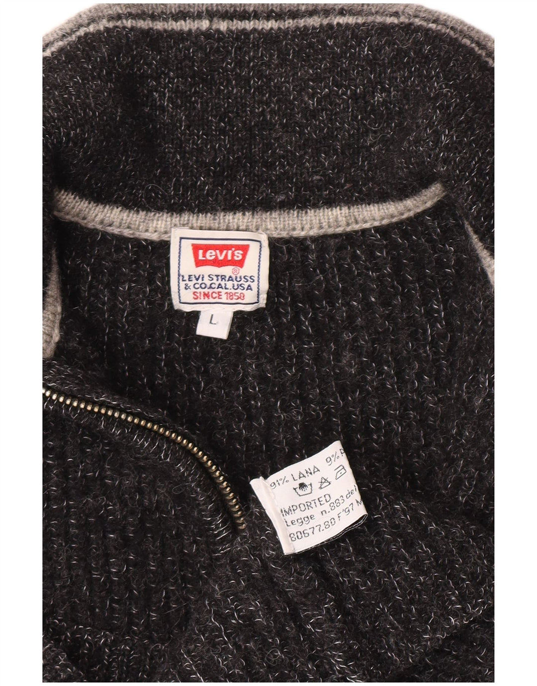 Pulover cardigan Levi's pentru băieți 11-12 ani, lână mare, gri cu pete