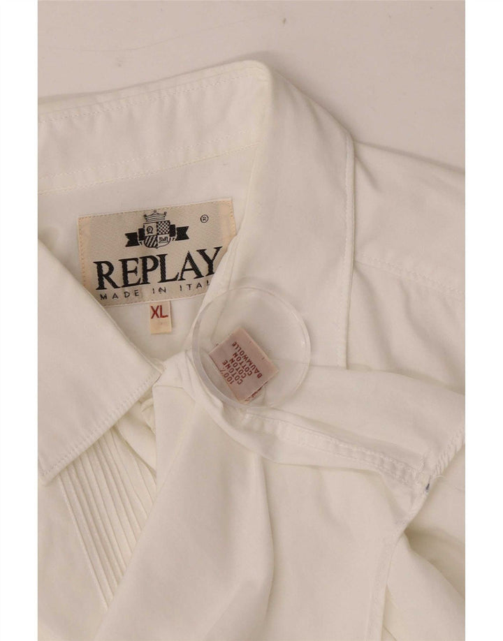 Cămașă pentru bărbați Replay XL Bumbac alb