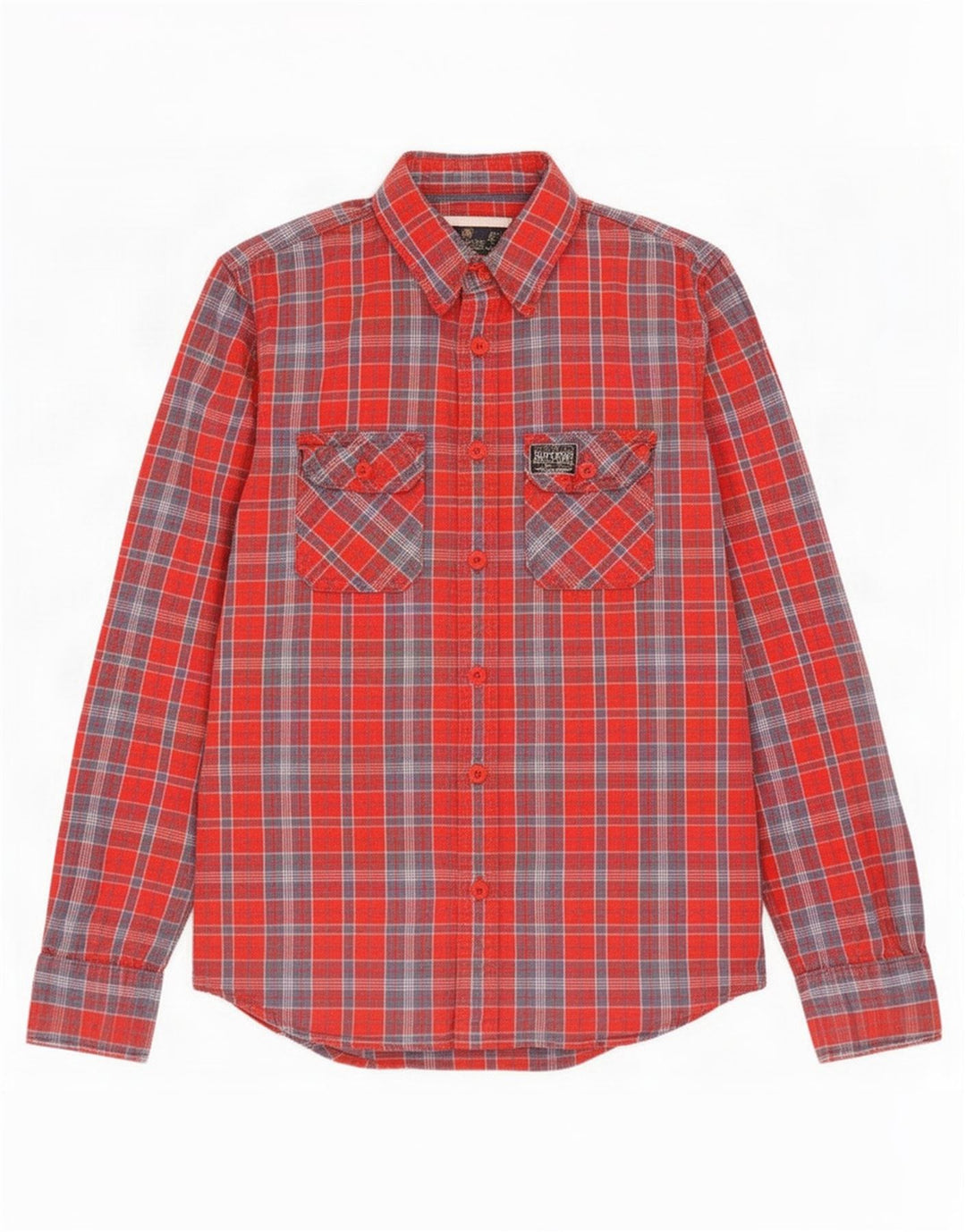 Cămașă de flanel pentru bărbați Superdry, bumbac cu carouri roșii mari