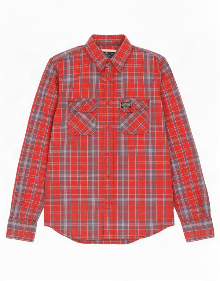 Cămașă de flanel pentru bărbați Superdry, bumbac cu carouri roșii mari