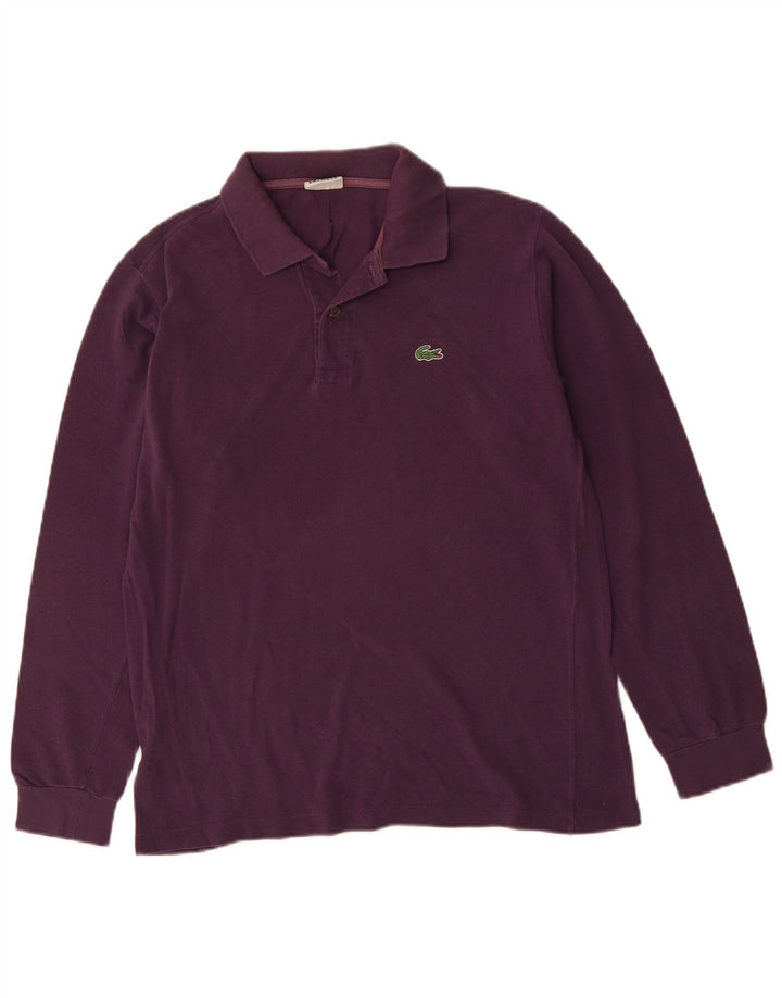 Tricou polo pentru bărbați LACOSTE cu mânecă lungă din bumbac violet mediu
