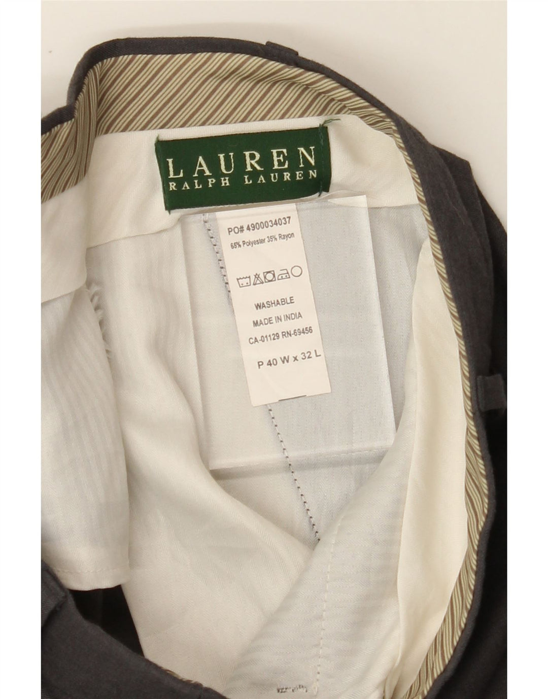 RALPH LAUREN Mens Straight Suit Trousers W40 L32 Grey Polyester Vintage Ralph Lauren and Second-Hand Ralph Lauren from Messina Hembry 