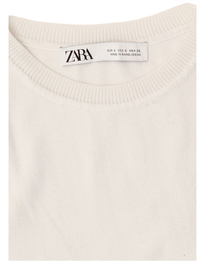 Zara femei Crop Vest Tank Top UK 8 Small Off White