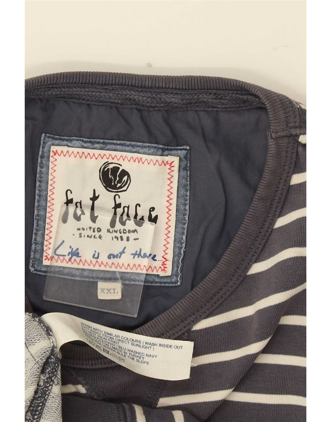 Pulover pentru bărbați Fat Face, 2XL, bumbac cu dungi gri