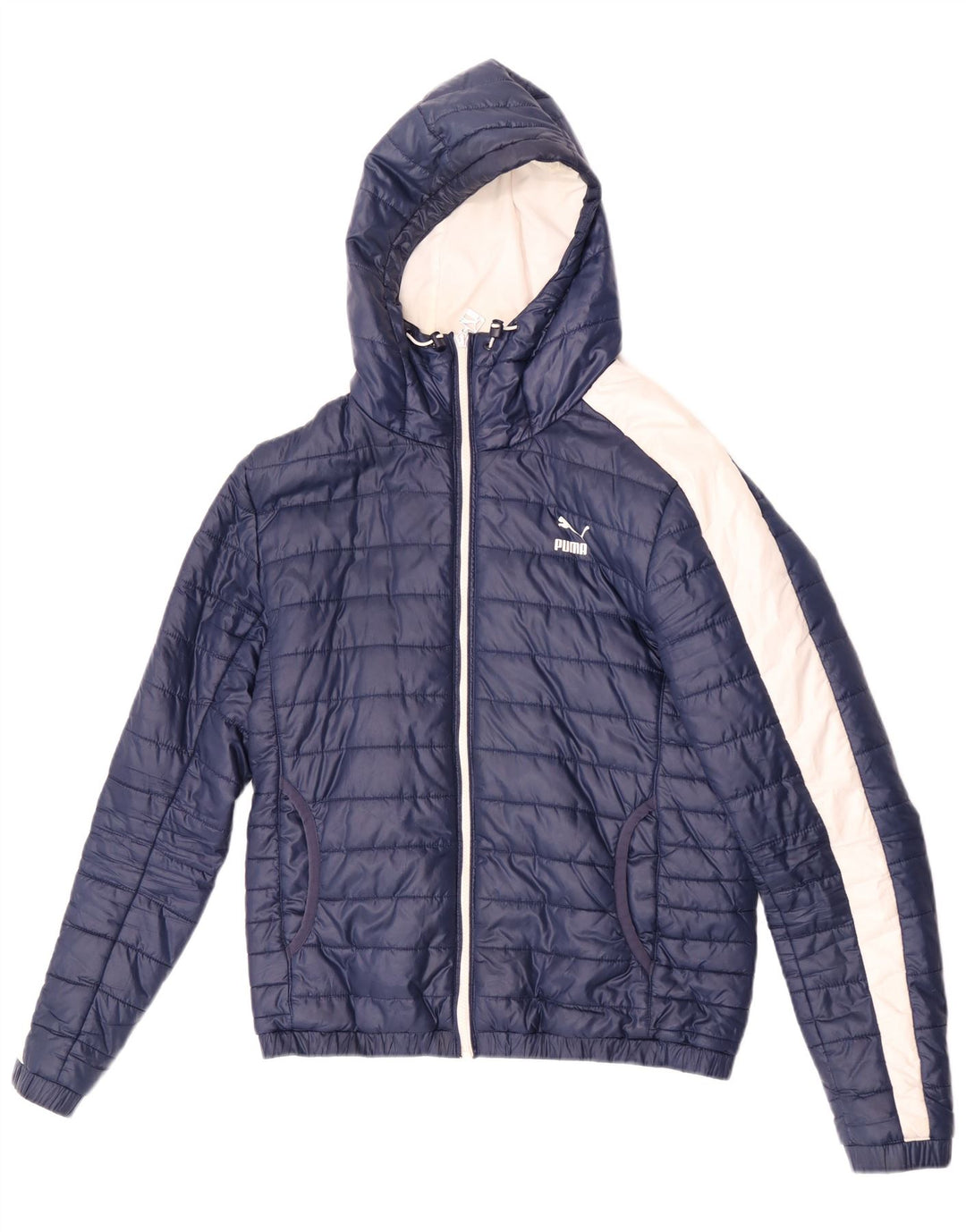 Jachetă căptușită cu glugă Puma pentru bărbați UK 36 Small Blue Colorblock Poliester