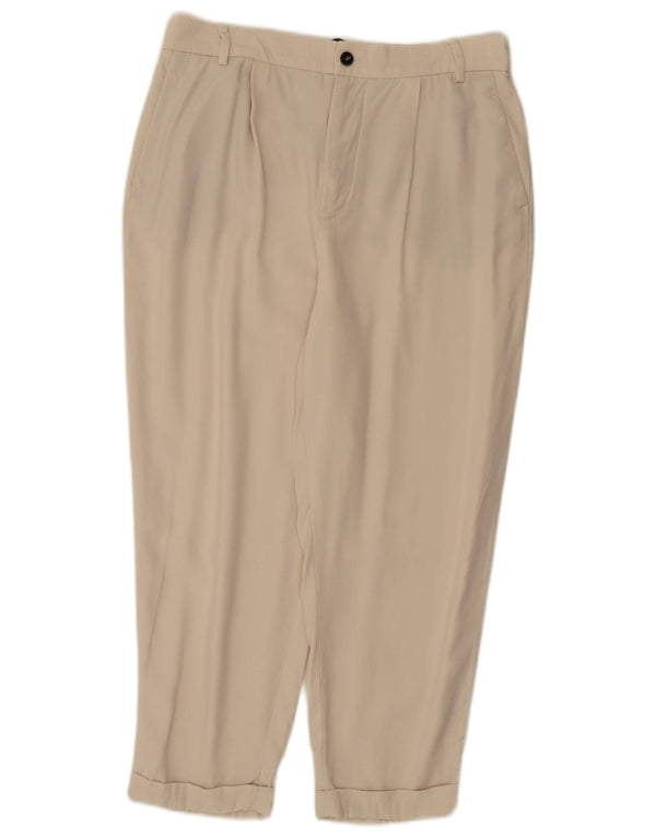 Pantaloni Capri pentru femei ZARA Mediu W28 L22 Bej Lyocell