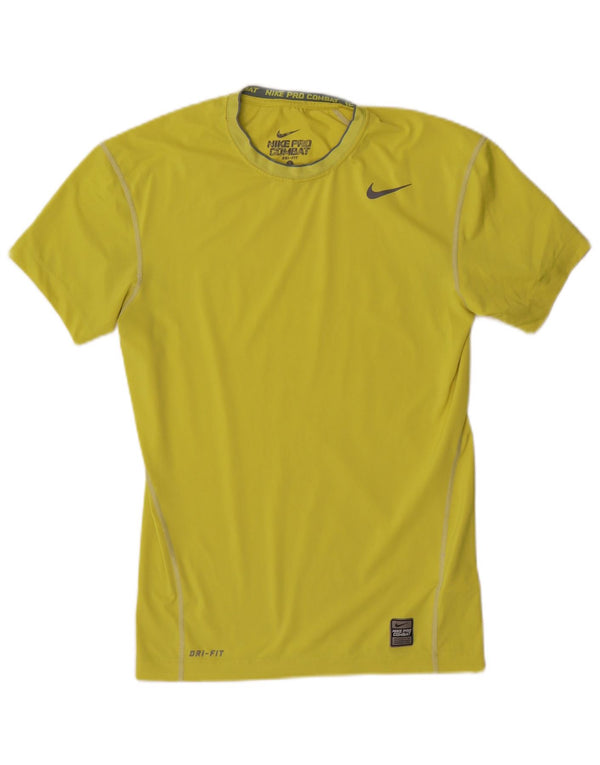 Nike Mens Dri Fit T-Shirt Top Large Yellow Polyester Sports