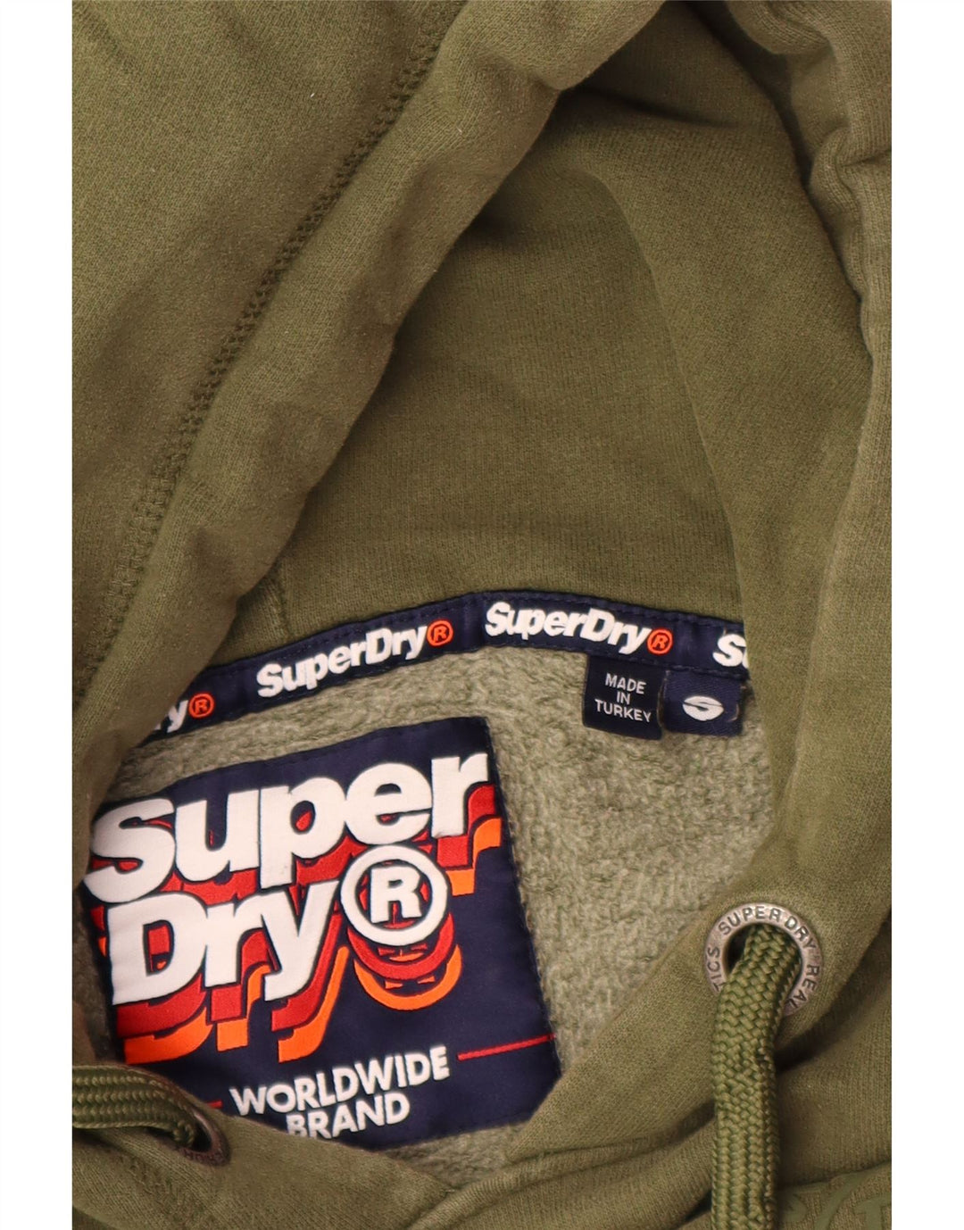 SUPERDRY Pulover cu glugă grafic pentru bărbați, bumbac mic kaki