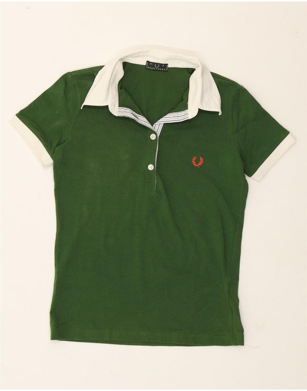 Tricou polo de rugby pentru femei Fred Perry UK 10 mic verde bumbac color bloc