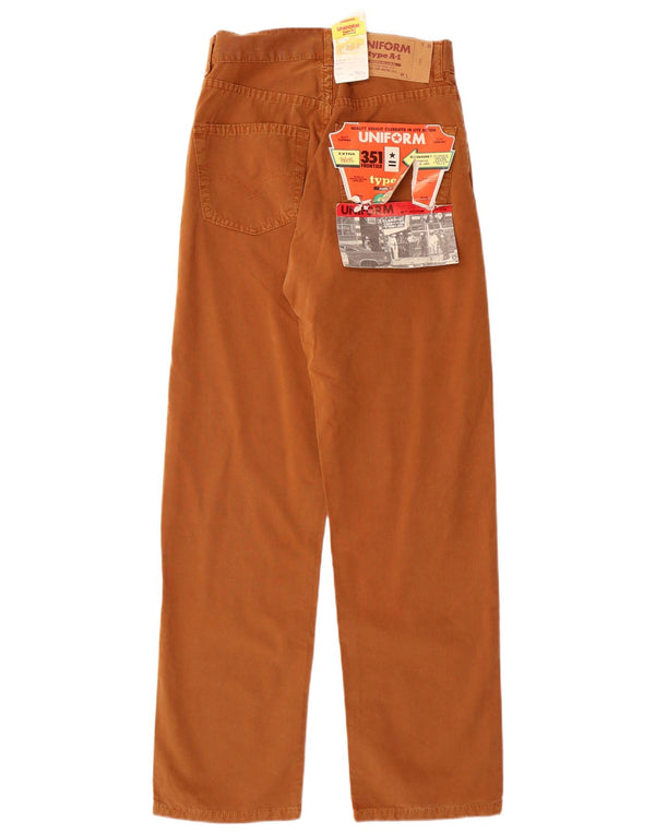 UNIFORM Womens High Waist Straight Casual Trousers W28 L29 Brown Cotton