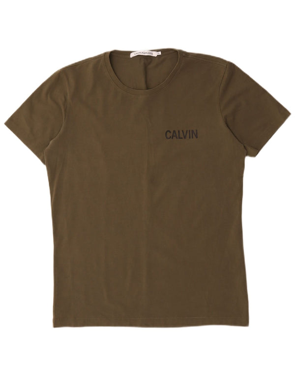 Tricou pentru bărbați Calvin Klein Jeans Top XL Kaki Bumbac