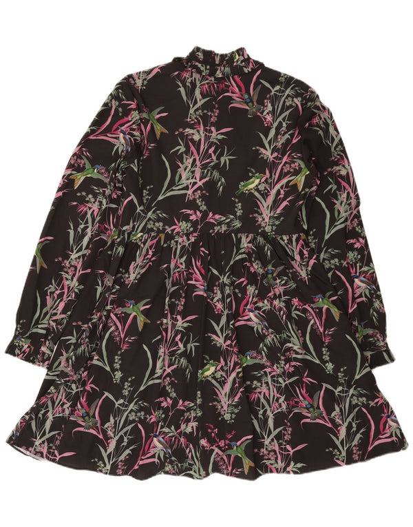 Rochie pentru femei Ted Baker, cu maneci lungi, cu etaje, Mărimea 1 XS, neagră, florală, boemă