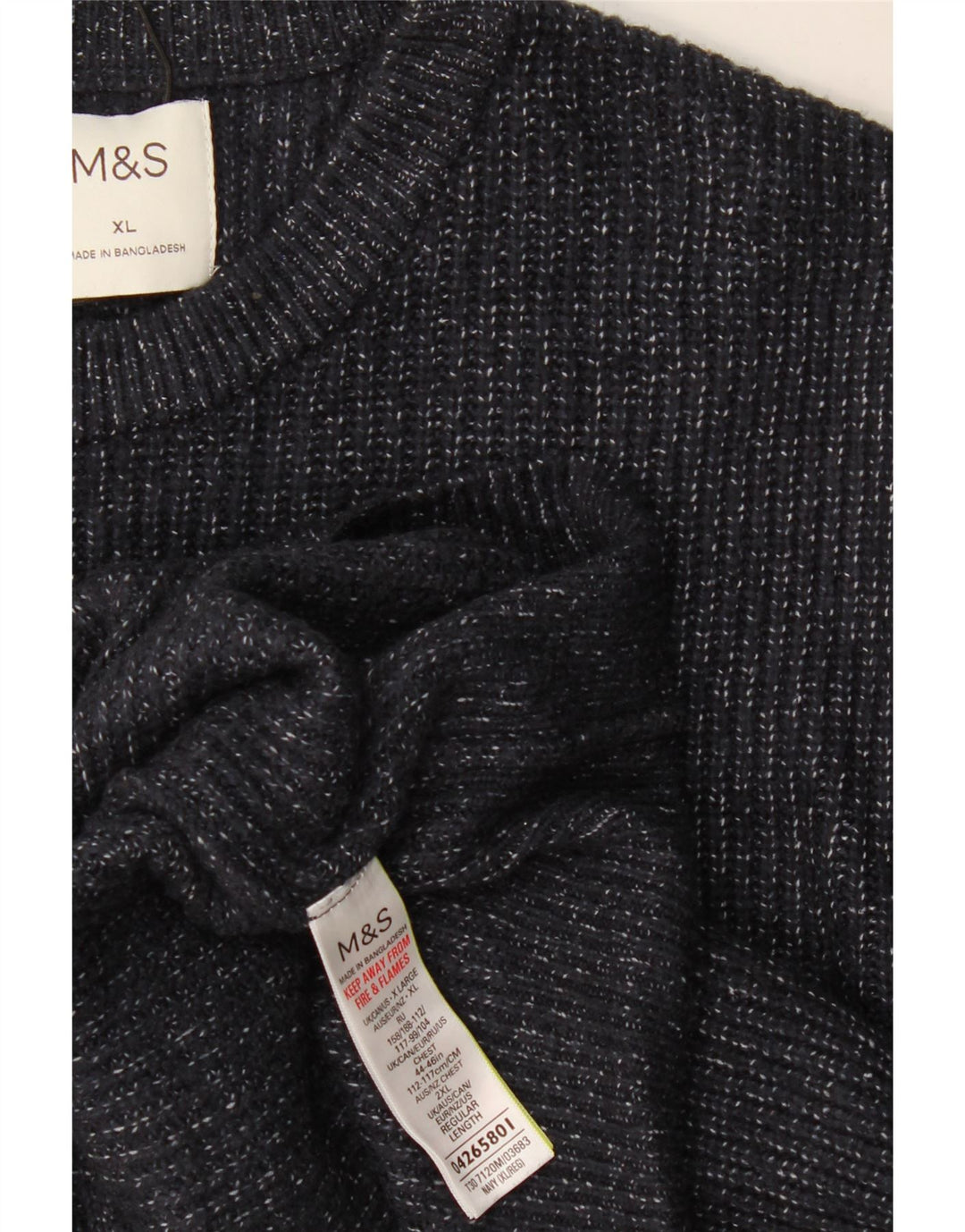 Pulover pentru bărbați Marks & Spencer, cu gât crew, XL, albastru marin pete