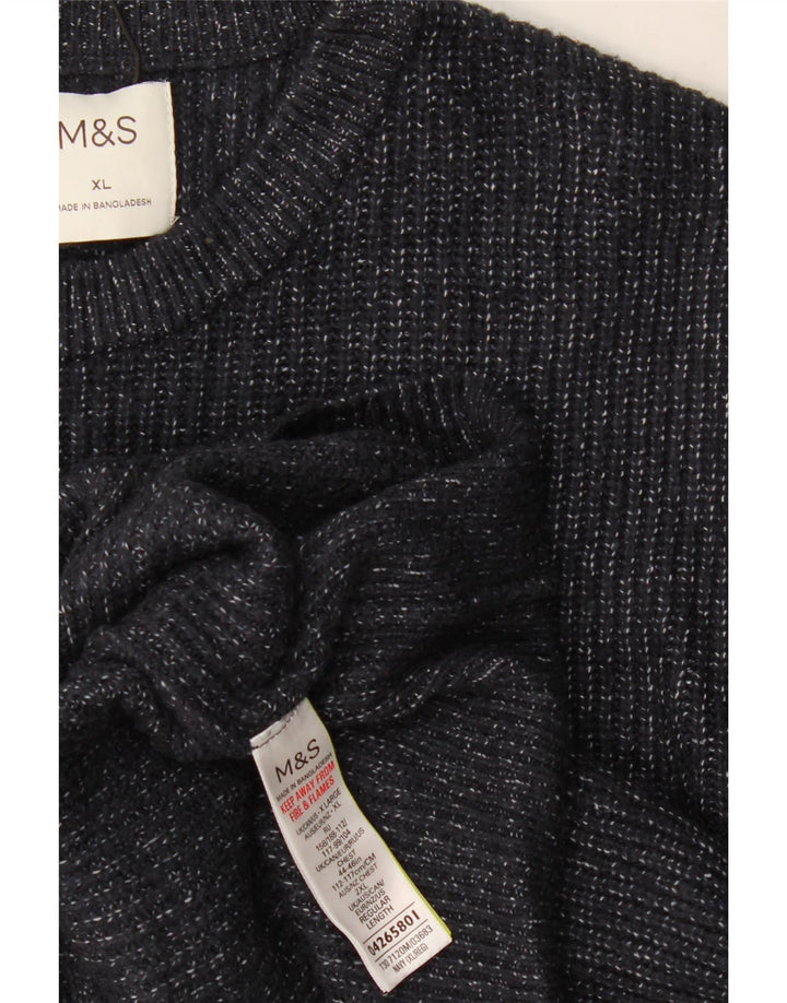 Pulover pentru bărbați Marks & Spencer, cu gât crew, XL, albastru marin pete