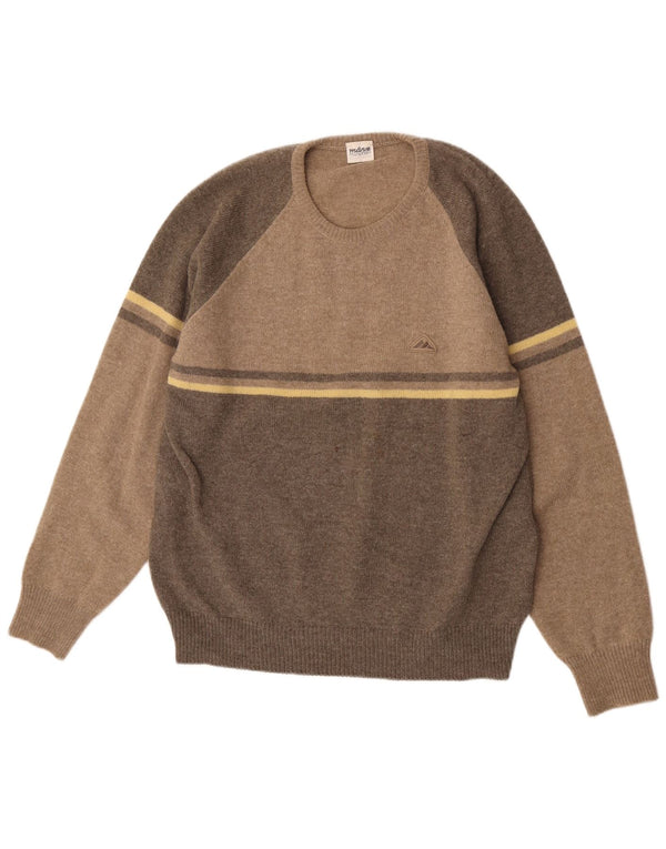 Pulover vintage pentru bărbați cu gât roșu IT 52 XL maro din lână nouă