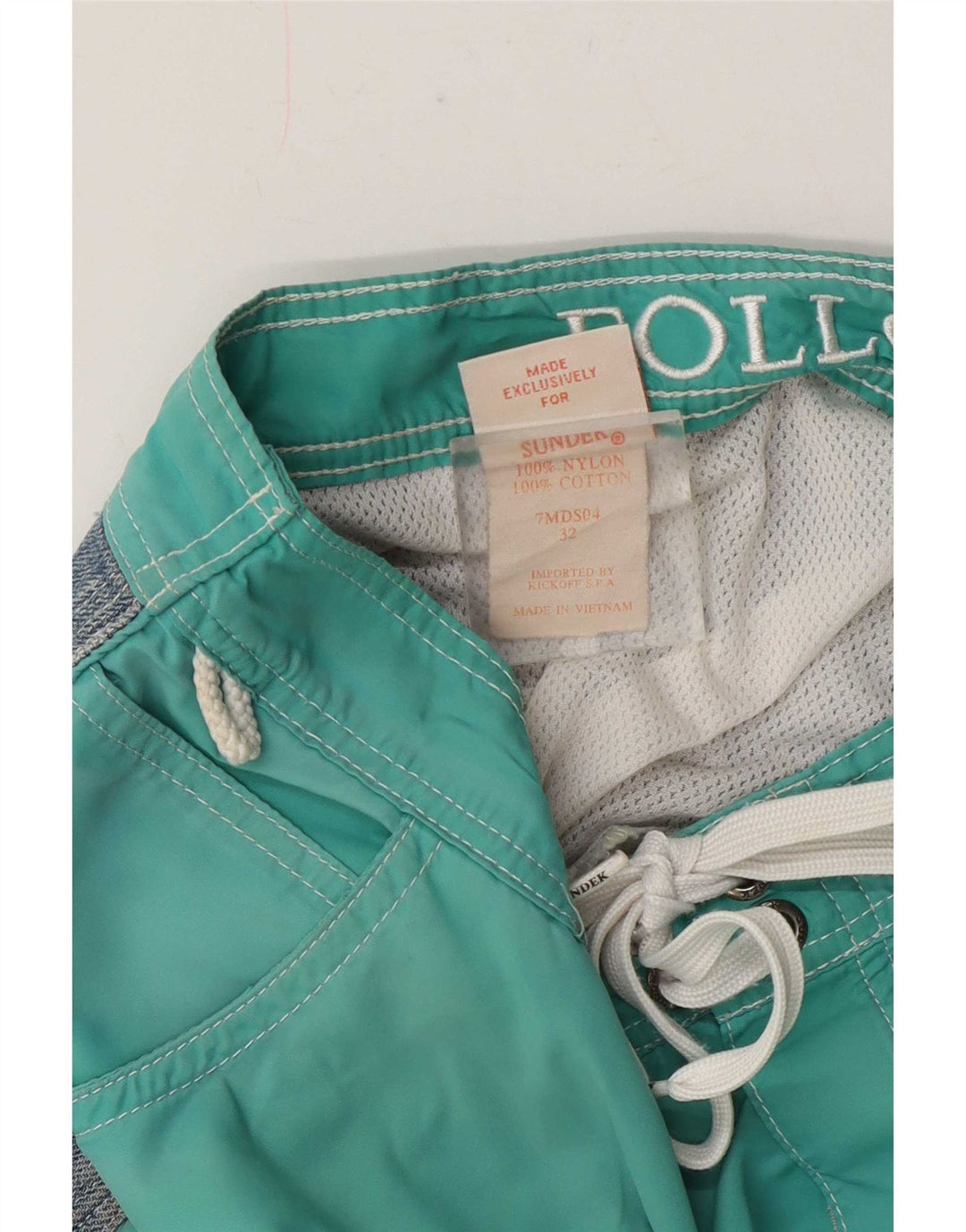 Pantaloni scurți de înot Sundek pentru bărbați, bumbac color bloc verde mediu
