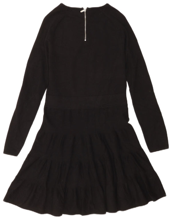 Karen Millen Rochie A-Line cu mânecă lungă pentru femei UK 12 Medium Black Viscose