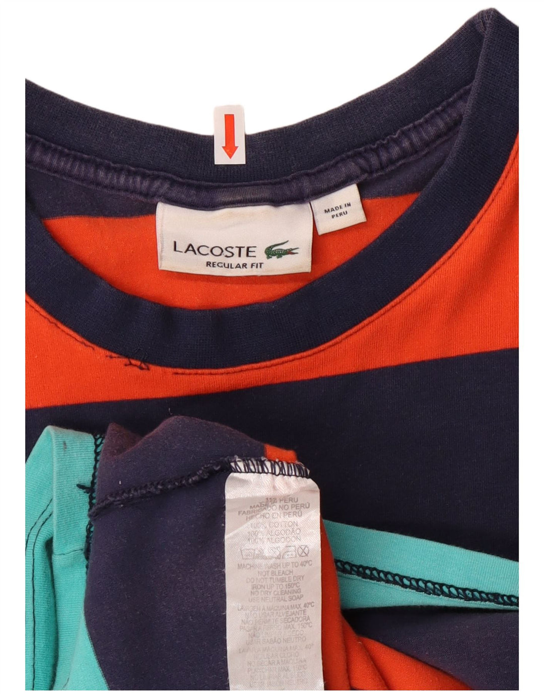 Tricou grafic pentru femei Lacoste Top UK 14 Medium, multicolore, cu dungi