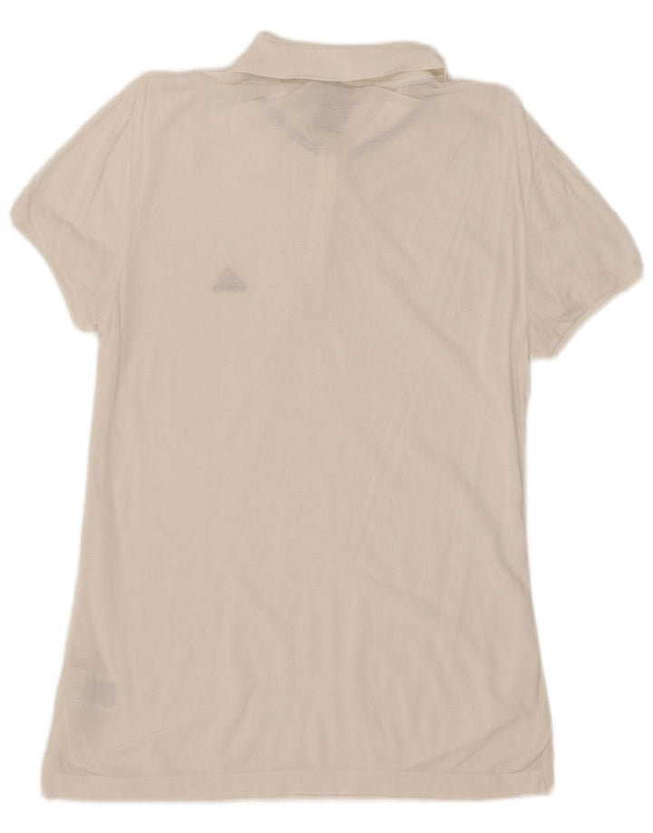 Tricou polo Adidas pentru femei UK 12, bumbac alb mediu