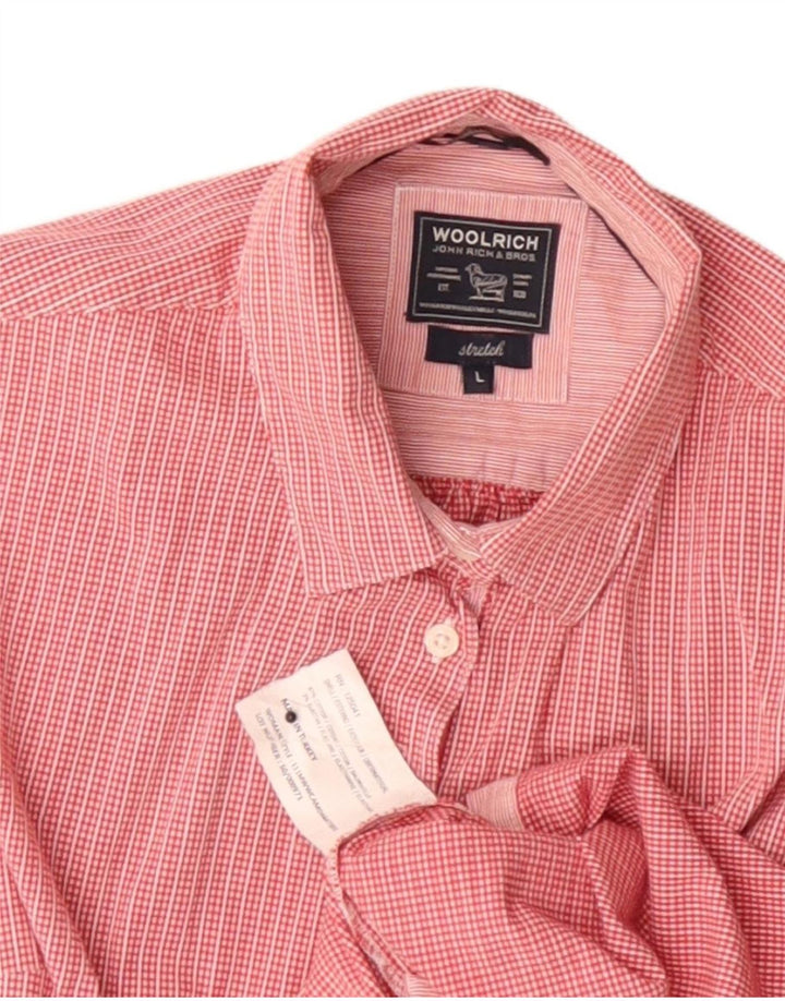 Cămașă Woolrich pentru femei cu mânecă scurtă, slim fit UK 14, bumbac cu carouri roșii mari