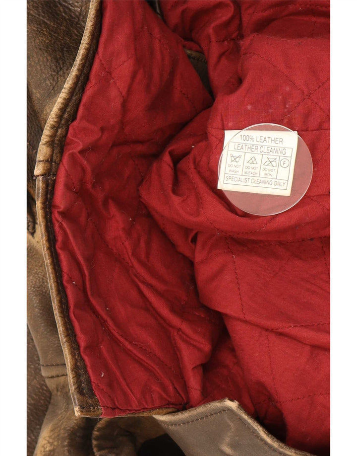 Jachetă de piele vintage pentru bărbați UK 42 XL maro