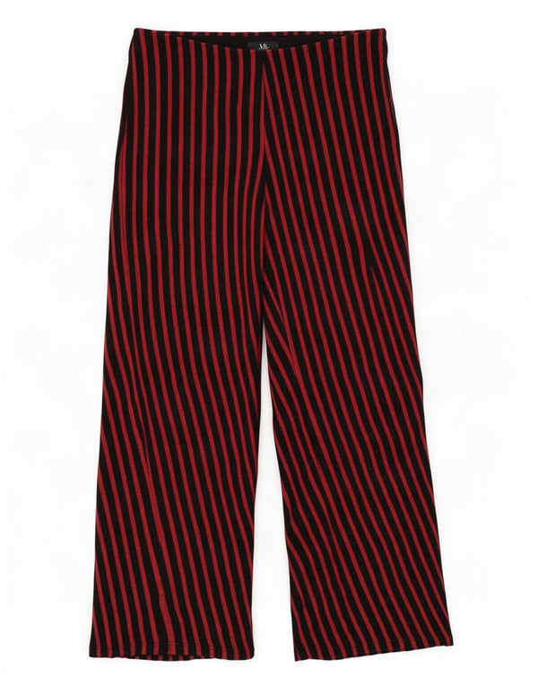 Pantaloni casual Capri pentru femeie Zara, cu picioare largi, L30 L24, bumbac cu dungi roșii