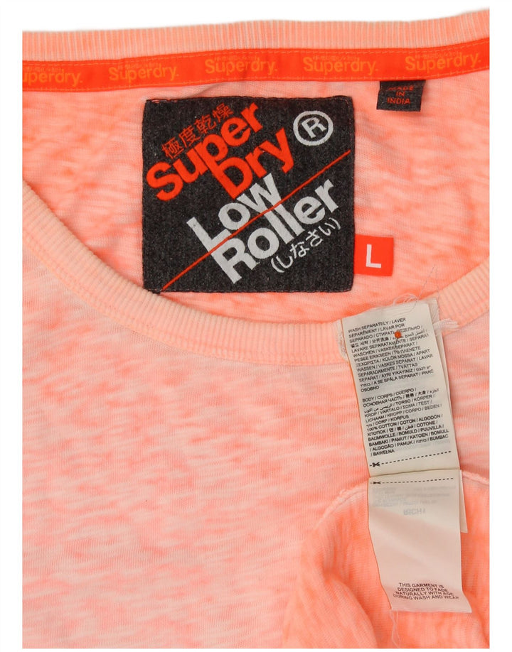 SUPERDRY Vestă cu role joase pentru femei UK 16 mare, bumbac pete portocaliu
