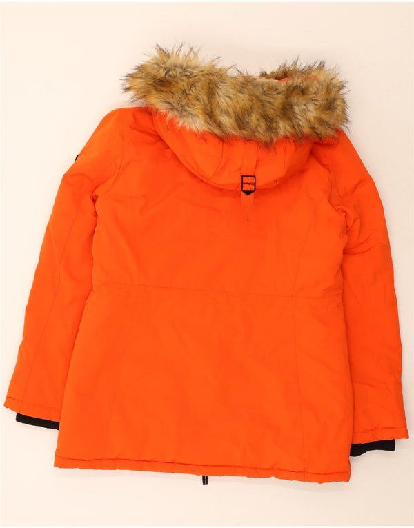 Jachetă de schi cu glugă Superdry pentru femei UK 12 Poliester portocaliu mediu