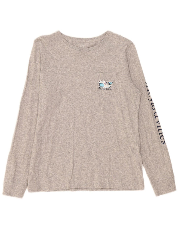 Vineyard Vines Top grafic pentru femei cu mânecă lungă UK 10 Small Grey Flecked